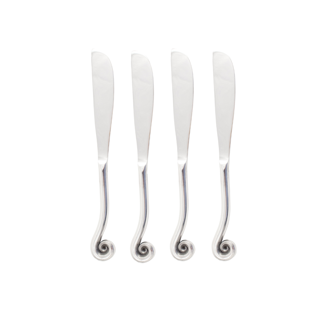 Polished Hand Forged Cheese Knives (Set of 4) Utensils Vineyard Table Brand_Vineyard Table CLEAN OUT SALE Kitchen_Dinnerware KTFWHS VineyardTableSetof4PolishedHandForgedCheeseKnives